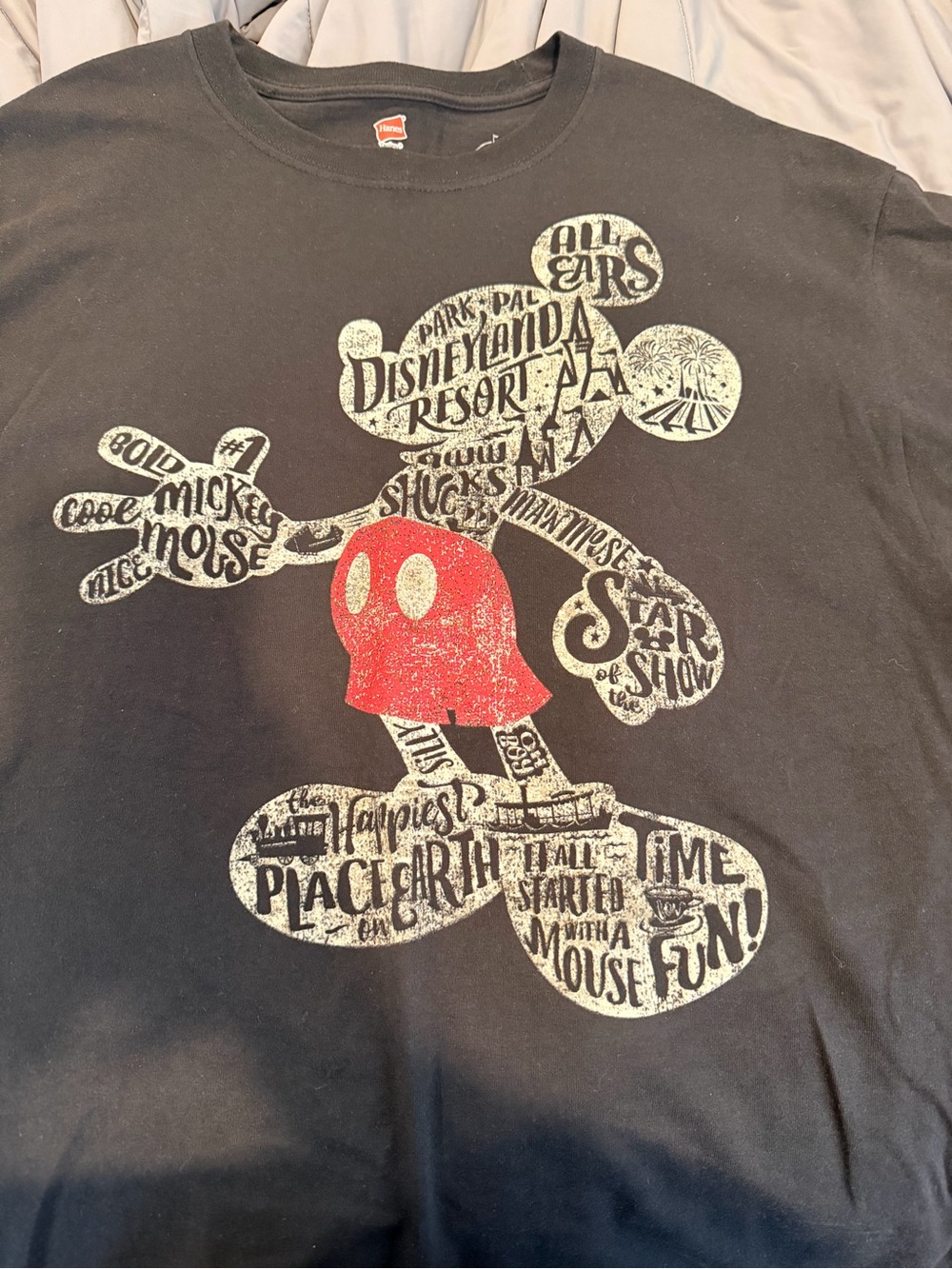 Disney Mickey Mouse Black Mens Graphic T-Shirt